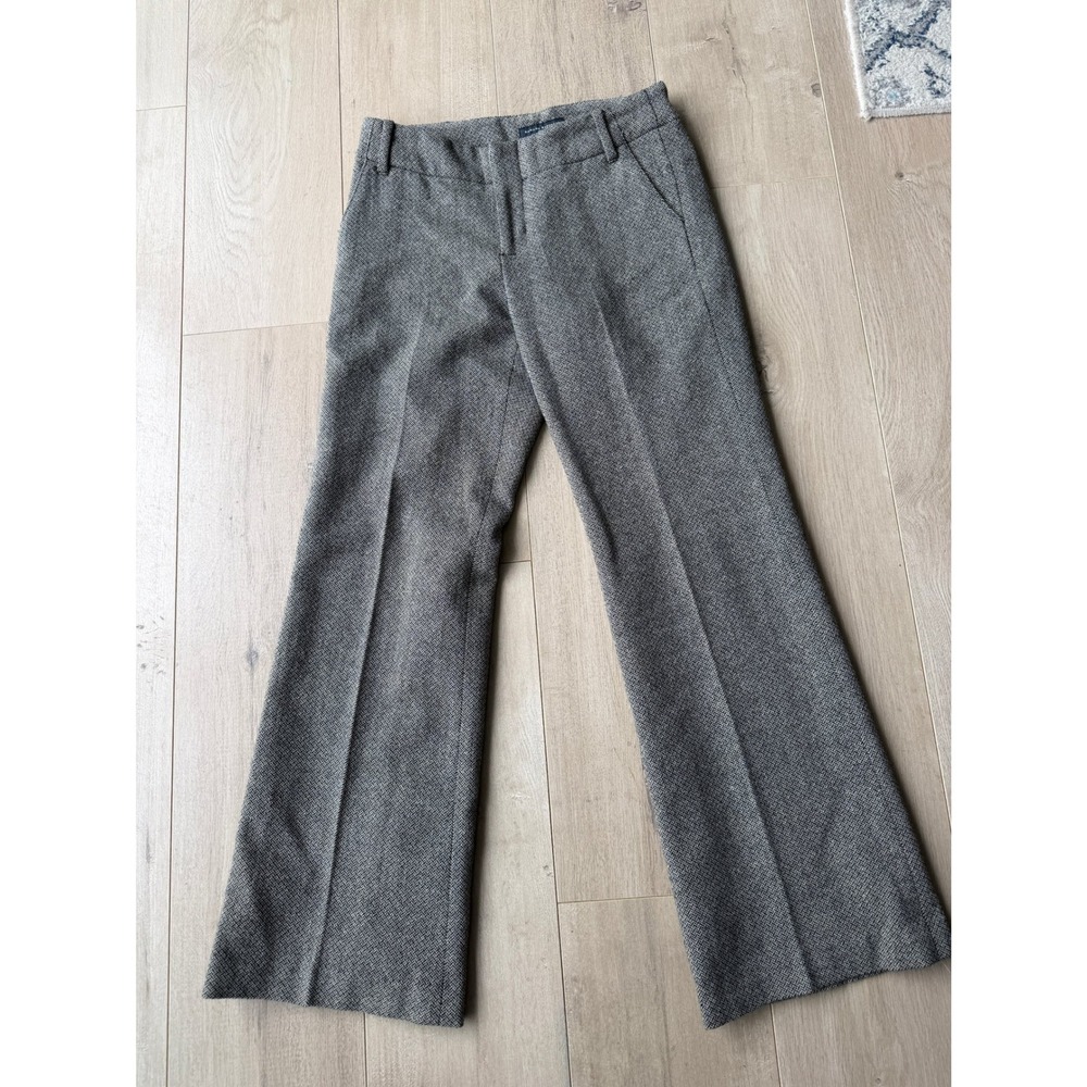 Banana Republic Martin Herringbone Wool Blend Wide Leg Trousers Gray Size 2